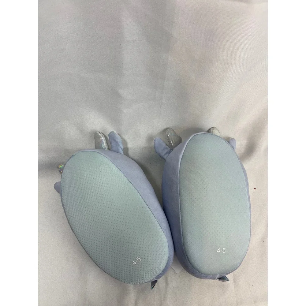 Squishmallows‎ Blue Deer Plush Slippers Kids Size 4/5 Shimmer Antlers Snowflake